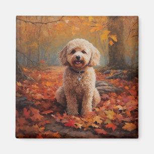 Cockapoo i Höst löv Fall Inspire Magnet