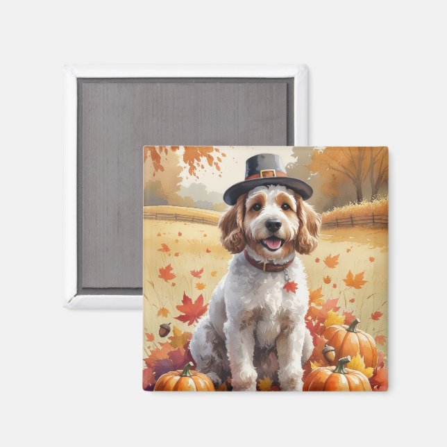 Cockapoo i höstlöv Thanksgiving Konst Magnet (Front/Back)