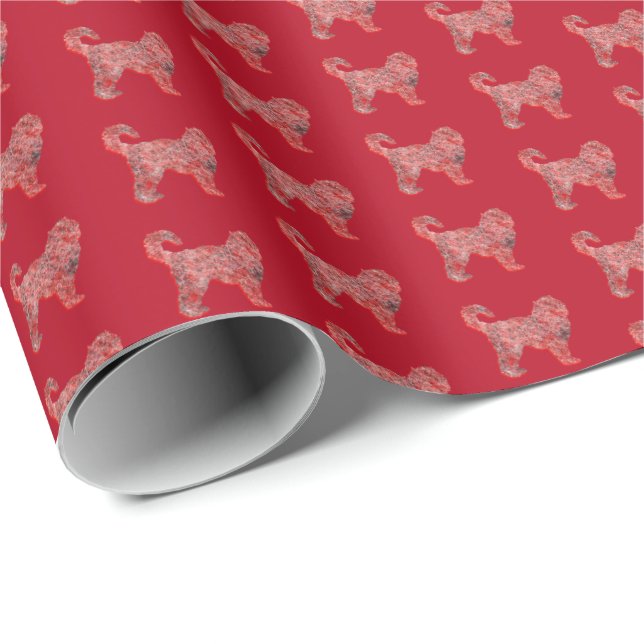 Cockapoo jul Hund Cute Silhouette Red Presentpapper (Rullad Hörn)