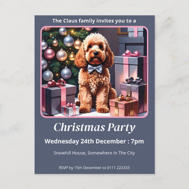 Cockapoo-jul Inbjudan Vykort (Framsida)