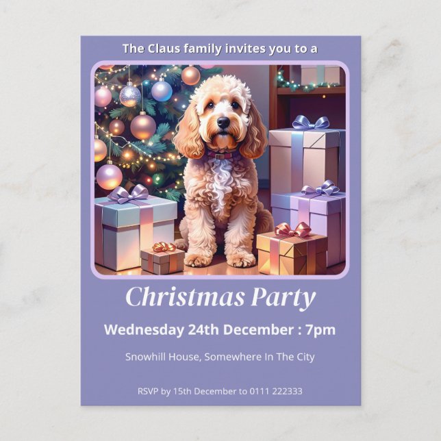 Cockapoo-jul Inbjudan Vykort (Framsida)