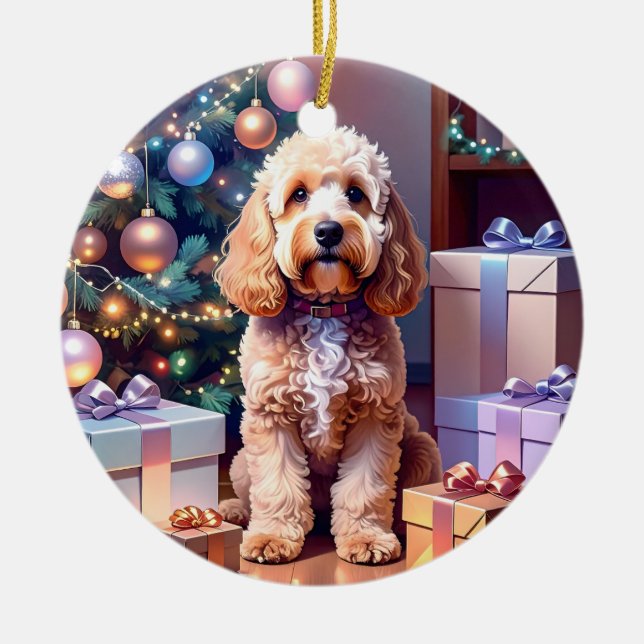 Cockapoo-jul Julgransprydnad Keramik (Framsidan)
