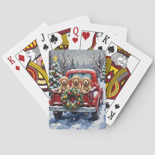 Cockapoo jul röd lastbil högtid casinokort (Baksidan)