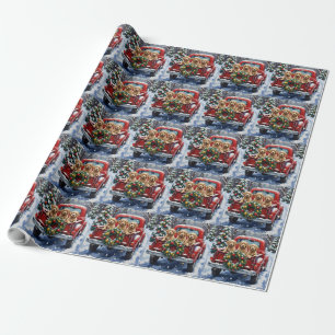 Cockapoo jul röd lastbil högtid presentpapper