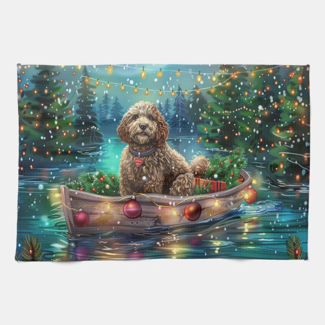 Cockapoo Julfestliga resa Kökshandduk (Horisontell)