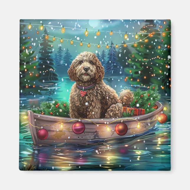 Cockapoo Julfestliga Resa Magnet (Framsidan)