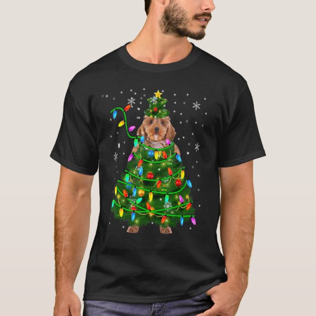 Cockapoo Julgran jul Ljus Cockapoo T Shirt (Framsida)