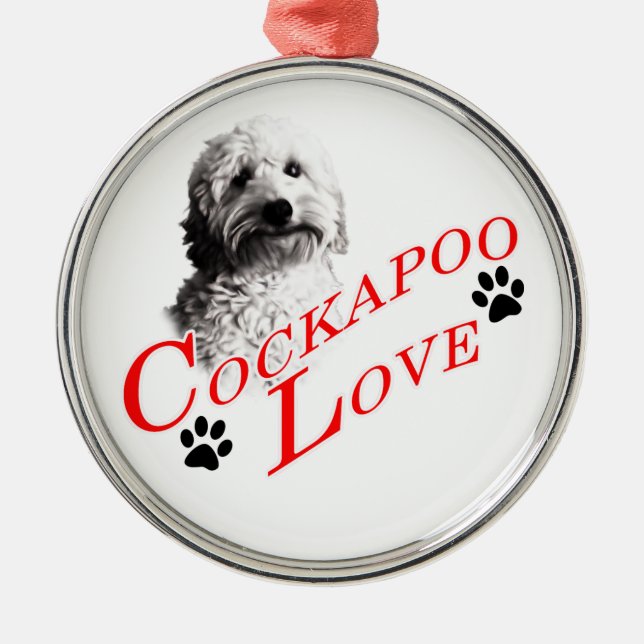Cockapoo kärlek julgransprydnad metall (Framsidan)