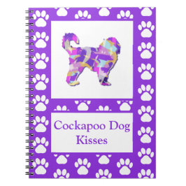 Cockapoo Kisses Cute Hund Silhouette PurplePY&B Anteckningsbok