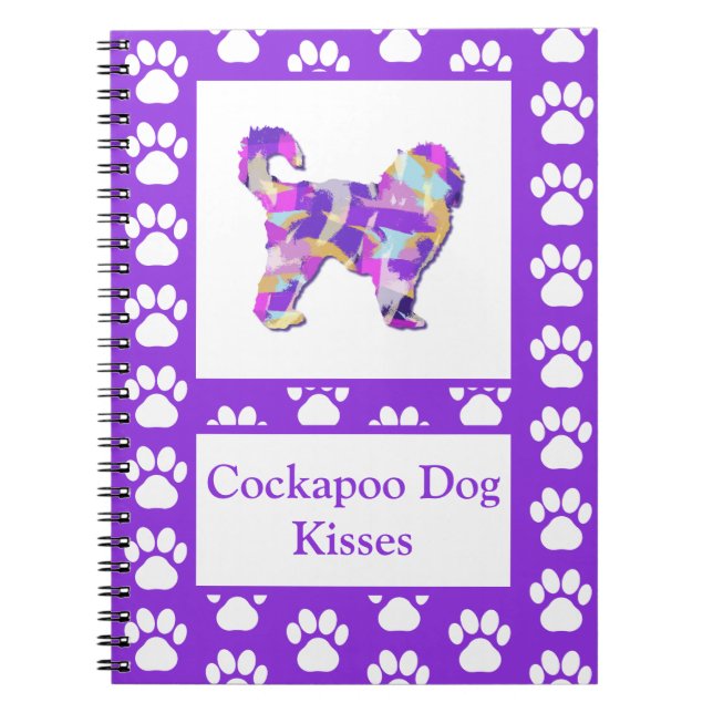 Cockapoo Kisses Cute Hund Silhouette PurplePY&B Anteckningsbok (Framsidan)