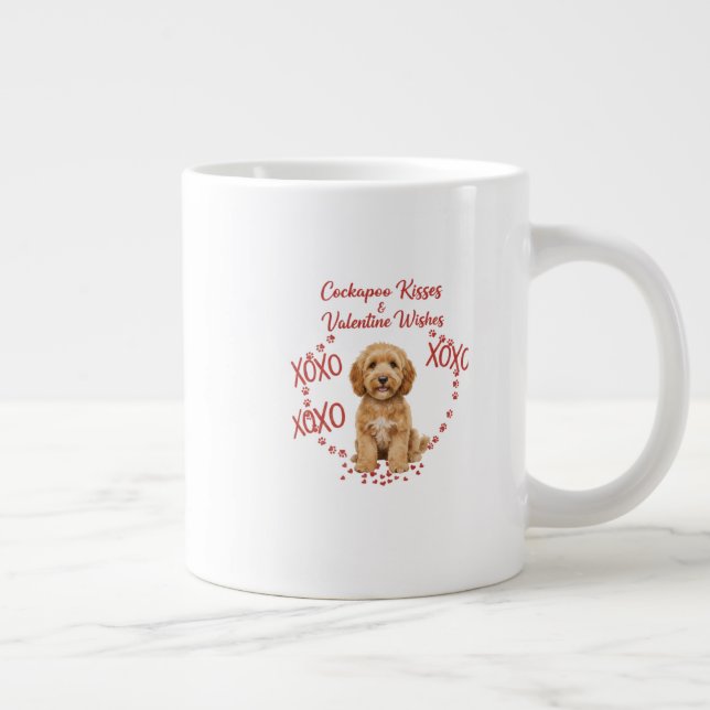 Cockapoo Kyssar Alla Hjärtans Dag önskar Hundälska Jumbo Mugg (Höger)