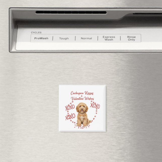 Cockapoo Kyssar Alla Hjärtans Dag önskar Hundälska Magnet (In Situ (Dishwasher))