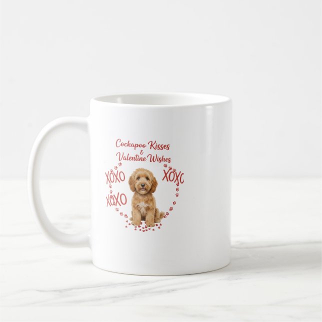 Cockapoo Kyssar Valentine Önskningar Hundälskare Kaffemugg (Vänster)