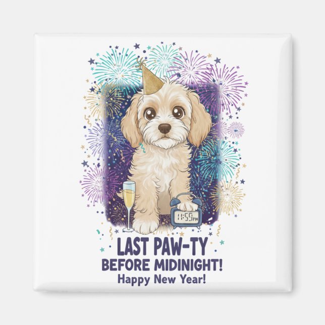 Cockapoo Last Paw-ty 2026! Happy New Year Magnet (Framsidan)