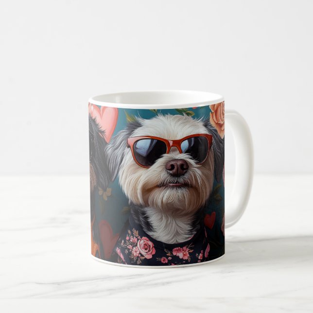 Cockapoo med hjärtrusor Alla hjärtans dag Kaffemugg (Framsida höger)