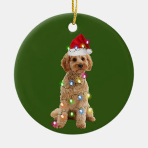Cockapoo med julhafts anta Hat Julgransprydnad Keramik