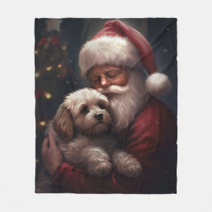 Cockapoo med Jultomten julafton Fleecefilt