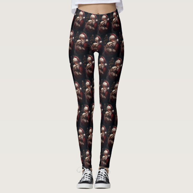 Cockapoo med Jultomten julafton Leggings (Framsida)