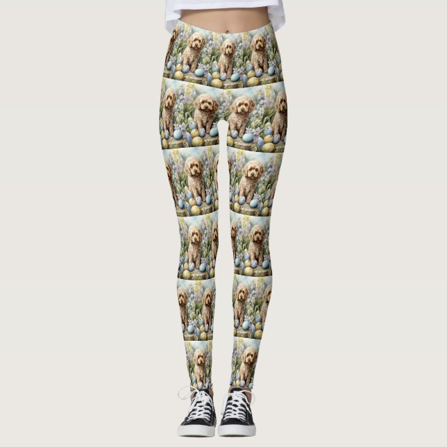 Cockapoo med påskägg Semester  Leggings (Framsida)