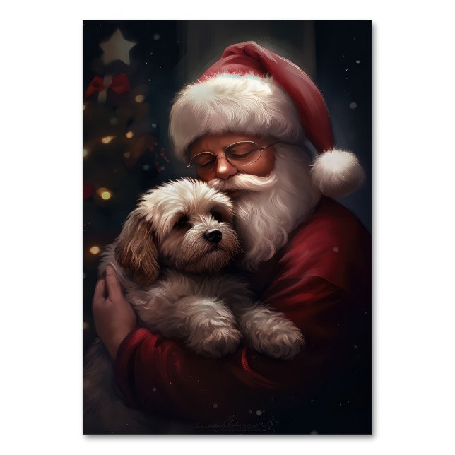 Cockapoo med Tomte Festiv Jul Bordsnummer (Framsidan)
