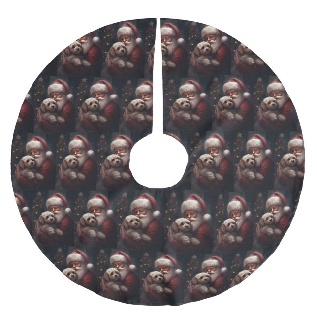 Cockapoo med Tomte Festiv Jul Julgransmatta Borstad Polyester (Framsidan)