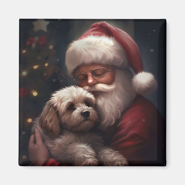 Cockapoo med Tomte Festiv Jul Magnet (Framsidan)
