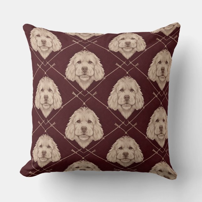 Cockapoo Mönster Kudd | Elegant Hund Kudde (Framsida)