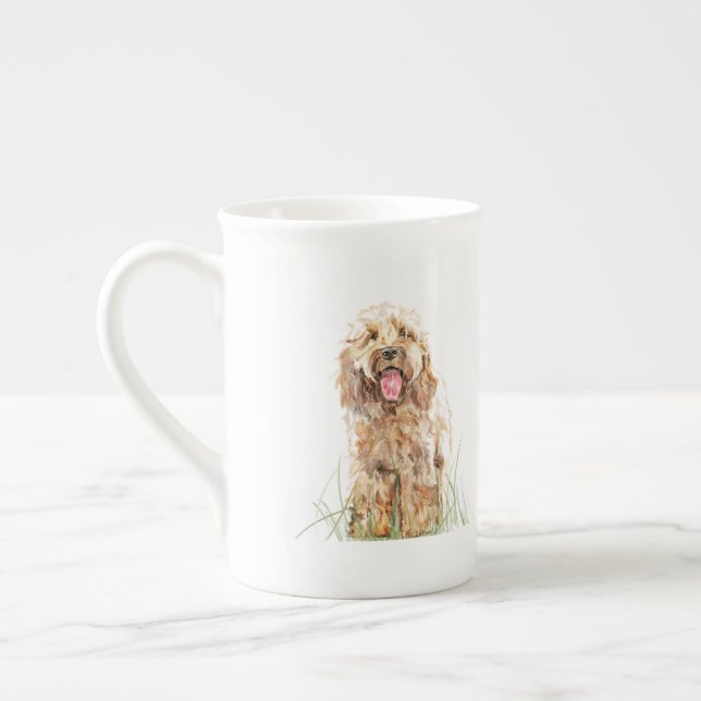 Cockapoo-mugg, hundälskarepresent, Cockapoo-konstm Benporslin Mugg (Vänster)