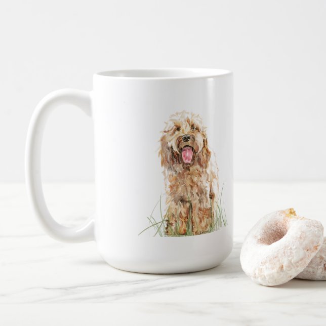 Cockapoo-mugg, hundälskarepresent, Cockapoo-konstm Kaffemugg (Med munk)