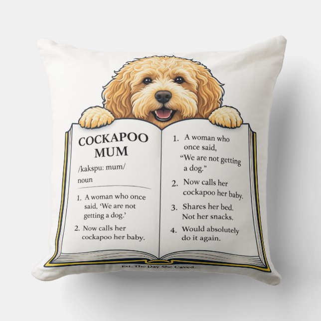 Cockapoo Mum Definition Gift | Funny Dog Mum Desig Kudde (Framsida)