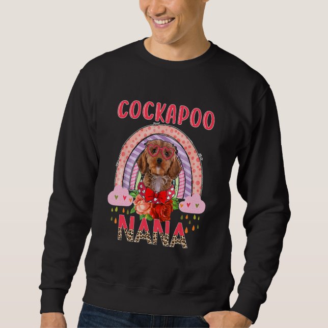 Cockapoo Nana Cute Rainbow Rainy Hund Mors dag Lång Ärmad Tröja (Framsida)