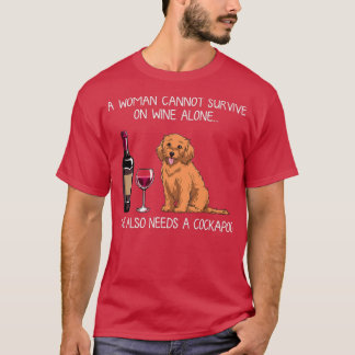 Cockapoo och vin Rolig hund  T Shirt