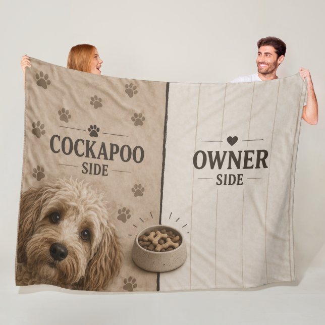 Cockapoo Owner Side Blanket Funny Dog Lover Gift Fleecefilt (På plats)