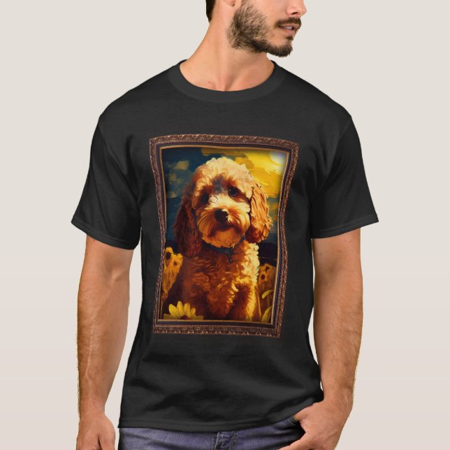 Cockapoo Painting Solrosblommor Flower Mamma Women T Shirt (Framsida)