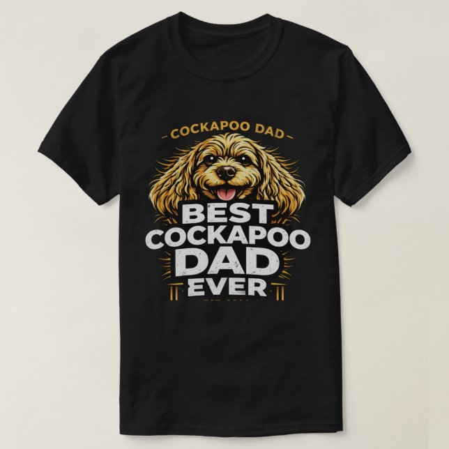 Cockapoo Pappashärd Bästa Hundpappa Present T Shirt (Design framsida)
