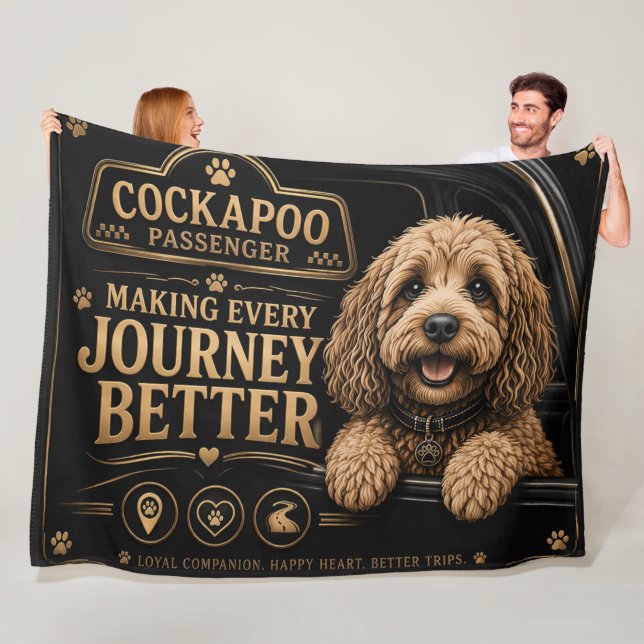Cockapoo Passenger Blanket Dog Lover Gift Fleecefilt (På plats)