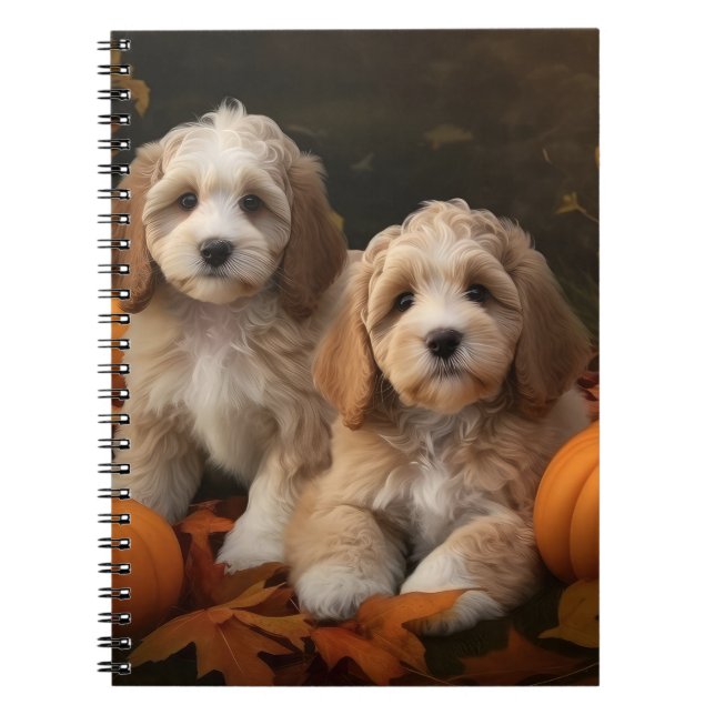 Cockapoo Puppy Autumn Delight Pumpkin Anteckningsbok (Framsidan)
