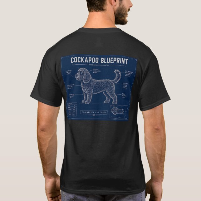 Cockapoo Ritning T-Shirt – Roligt Present till Hun (Baksida)