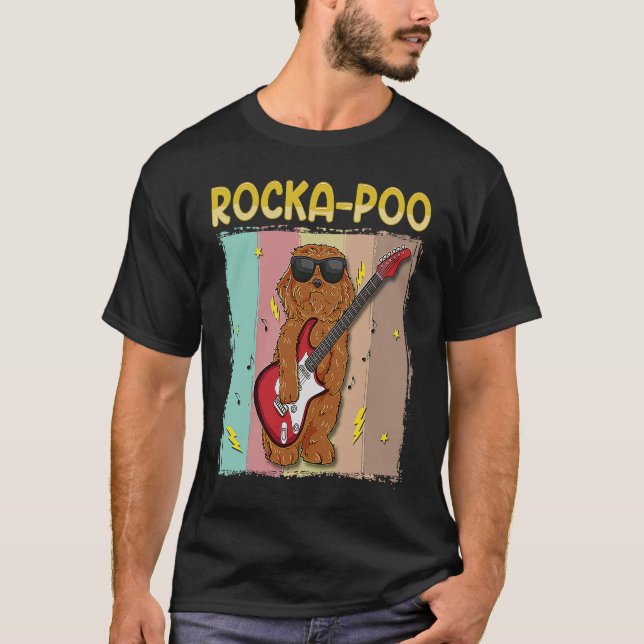 Cockapoo Rockstar Rocka Poo Dog  Blues Master T Shirt (Framsida)