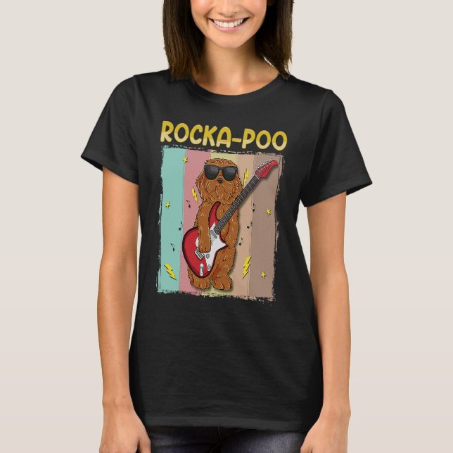 Cockapoo Rockstar Rocka Poo Dog  Blues Master T Shirt (Framsida)