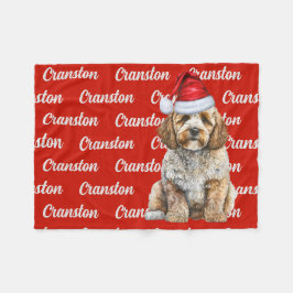 Cockapoo Santa Hund med eget namn jul Fleecefilt