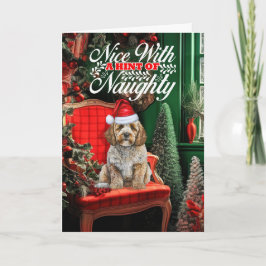 Cockapoo Santa Hund Naughty Nice Helgkort