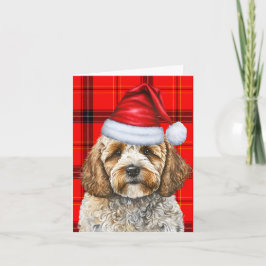 Cockapoo Santa Hund Red Helgdag Play-jul Helgkort
