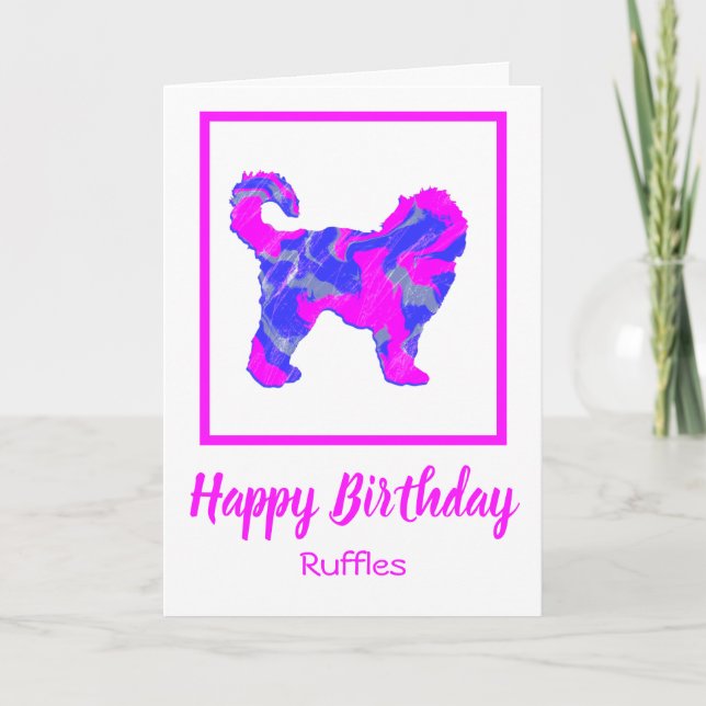 Cockapoo Shock rosa Silhouette Hund Funny Birthday Kort (Framsida)