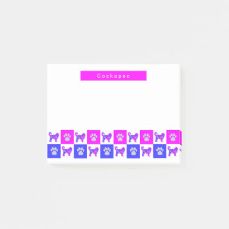 Cockapoo Silhouette Hund & Tass Shock rosa & Blue Post-it Block