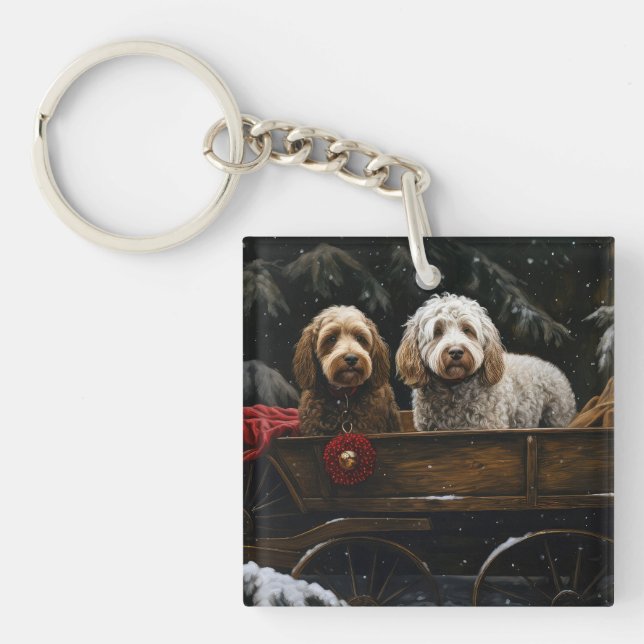 Cockapoo Snöig Släde Juldekoration (Framsidan)