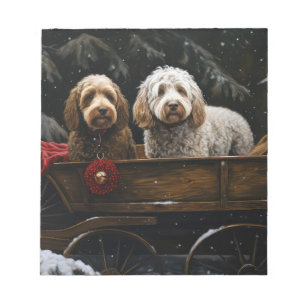 Cockapoo Snöig släde juldekoration Anteckningsblock