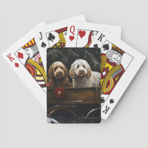 Cockapoo Snöig Släde Juldekoration Casinokort