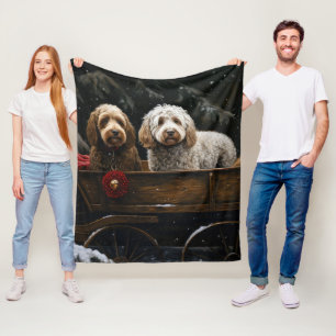 Cockapoo Snöig släde juldekoration Fleecefilt