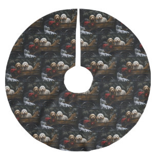 Cockapoo Snöig Släde Juldekoration Julgransmatta Borstad Polyester